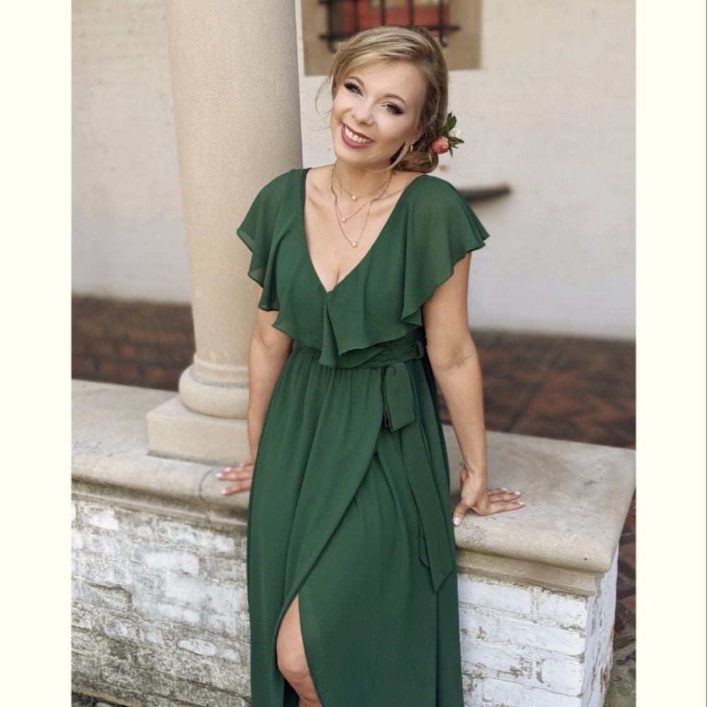 Baltic Born Katya ruffle maxi dress - evergreen